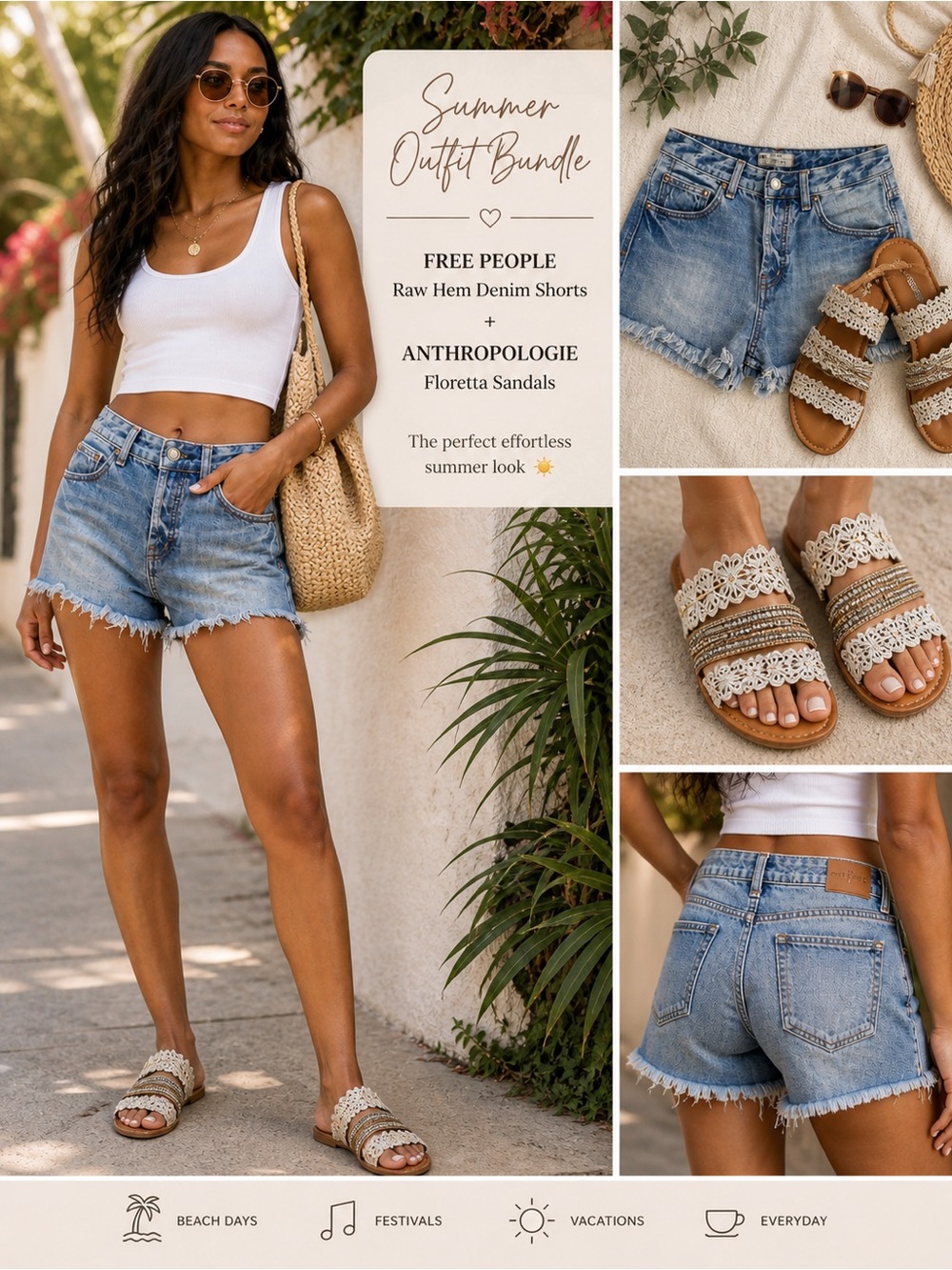 Free People Raw Hem Denim Shorts Distressed Boho Festival Summer Jean Shorts